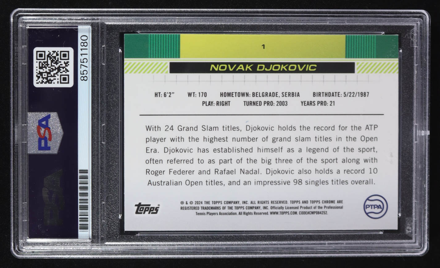 Novak Djokovic Signed 2024 Topps Chrome #1 (PSA) at PristineAuction.com Novak Djokovic Signed 2024 Topps Chrome #1 (PSA) at PristineAuction.com