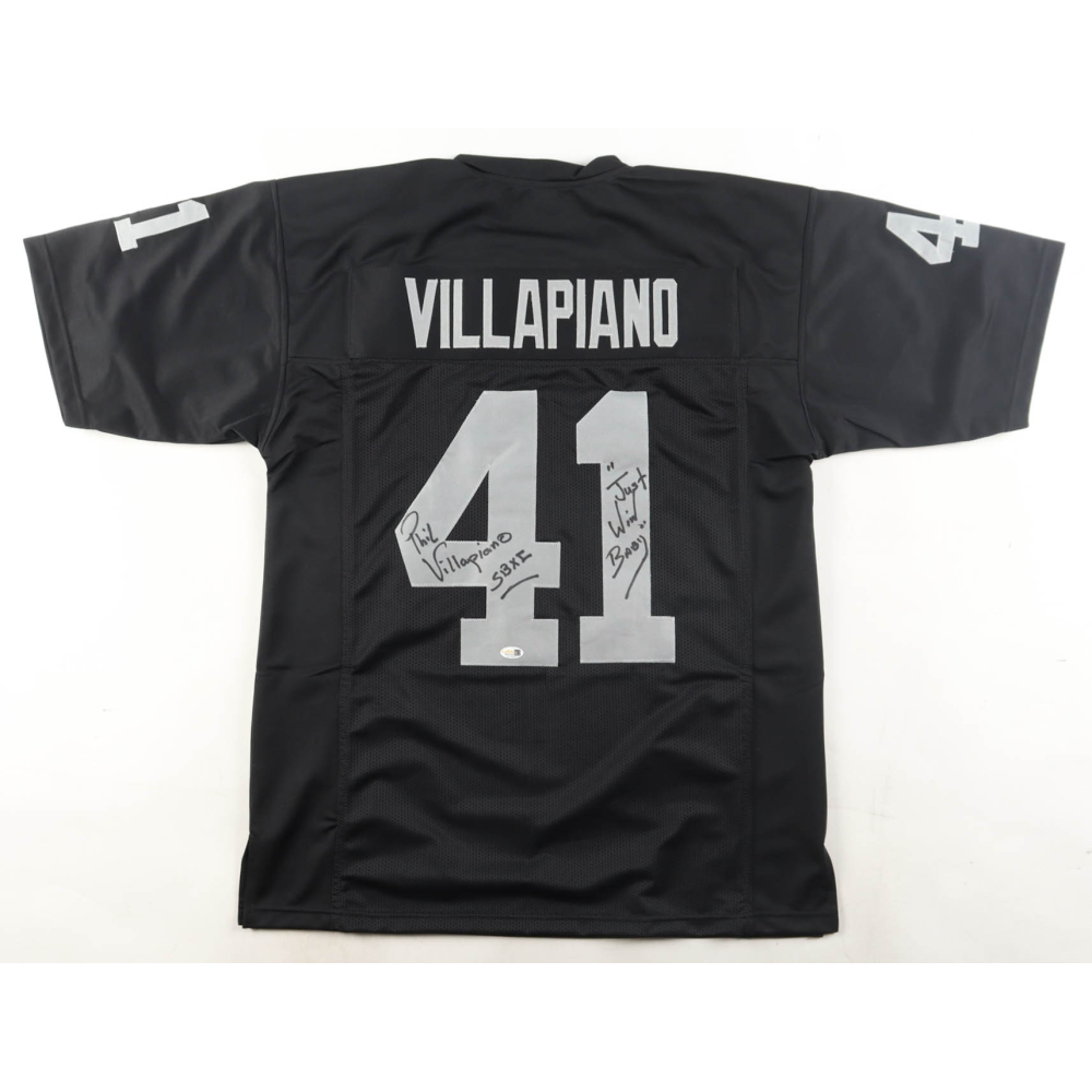 Phil Villapiano Signed Jersey Inscribed "SBXI" & "'Just Win Baby'" (JSA) at PristineAuction.com