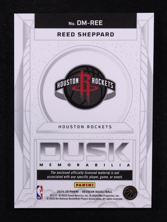 Reed Sheppard 2024-25 Panini Obsidian Dusk Memorabilia #17 RC at PristineAuction.com Reed Sheppard 2024-25 Panini Obsidian Dusk Memorabilia #17 RC at PristineAuction.com