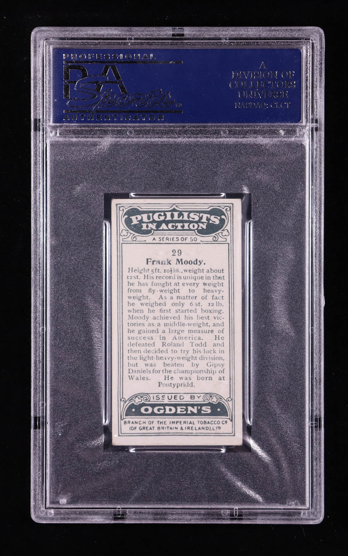 Frank Moody 1928 Ogden's Pugilists in Action #29 (PSA 5) at PristineAuction.com Frank Moody 1928 Ogden's Pugilists in Action #29 (PSA 5) at PristineAuction.com