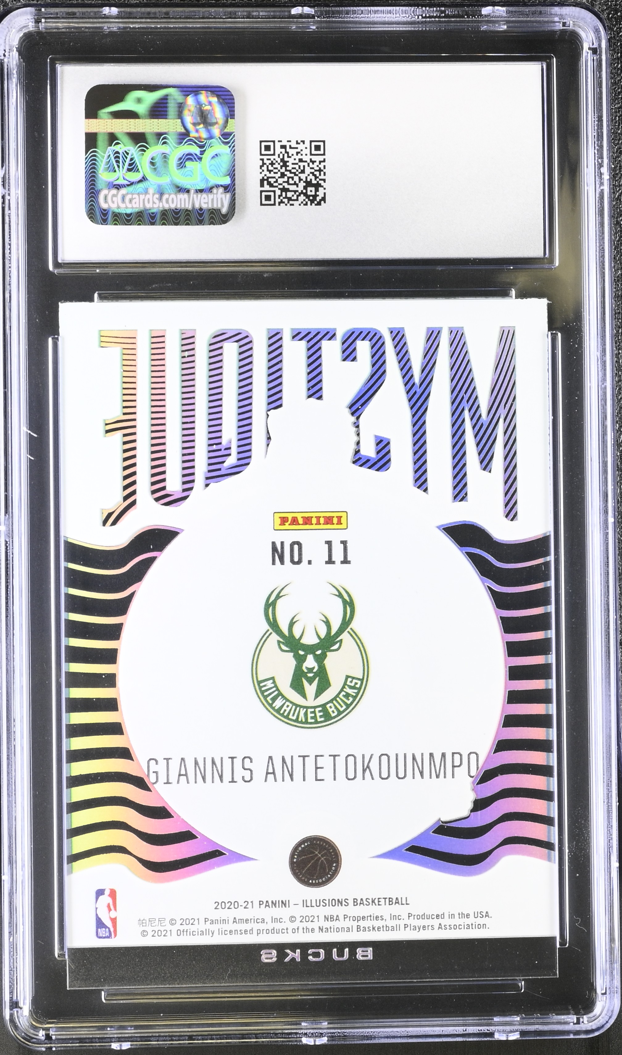 Giannis Antetokounmpo 2020-21 Panini Illusions Mystique Emerald #11 (CGC 10) at PristineAuction.com Giannis Antetokounmpo 2020-21 Panini Illusions Mystique Emerald #11 (CGC 10) at PristineAuction.com
