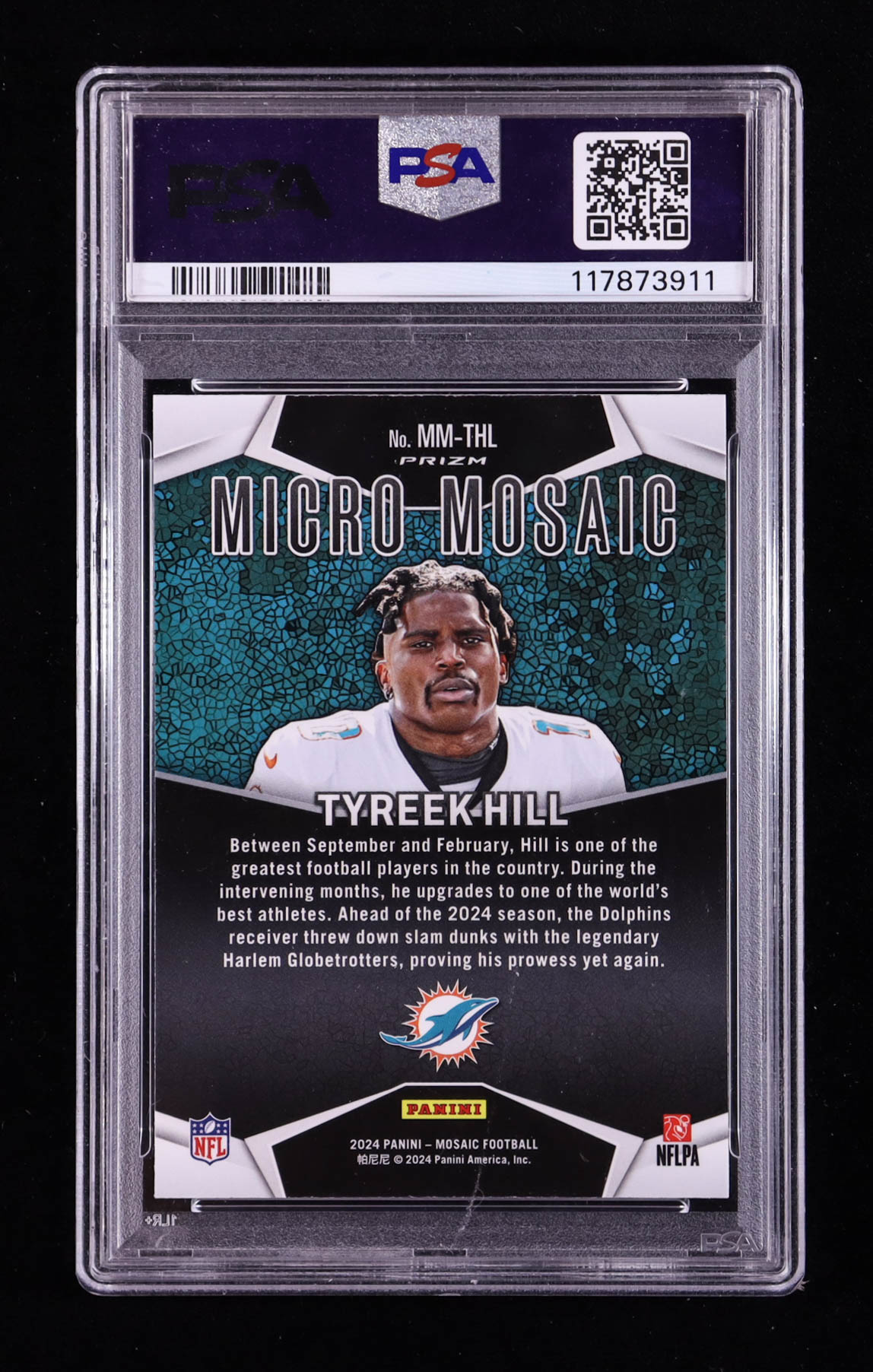 Tyreek Hill 2024 Panini Mosaic Micro Mosaic #20 (PSA 10) at PristineAuction.com Tyreek Hill 2024 Panini Mosaic Micro Mosaic #20 (PSA 10) at PristineAuction.com