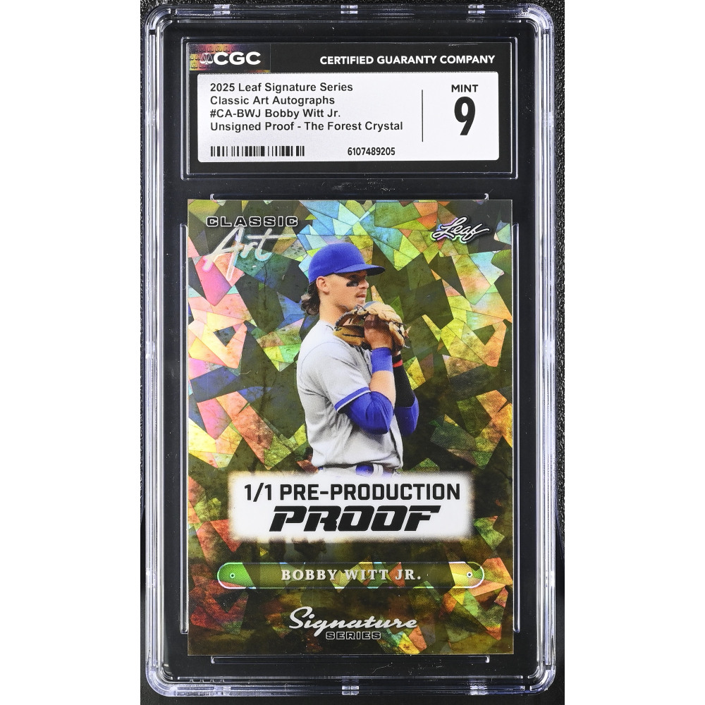 Bobby Witt Jr. 2025 Leaf Signature Series Classic Art The Forest Crystal Pre-Production Proof #CABWJ #1/1 (CGC 9) at PristineAuction.com