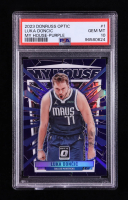 Luka Doncic 2023-24 Donruss Optic My House Purple #1 (PSA 10) at PristineAuction.com