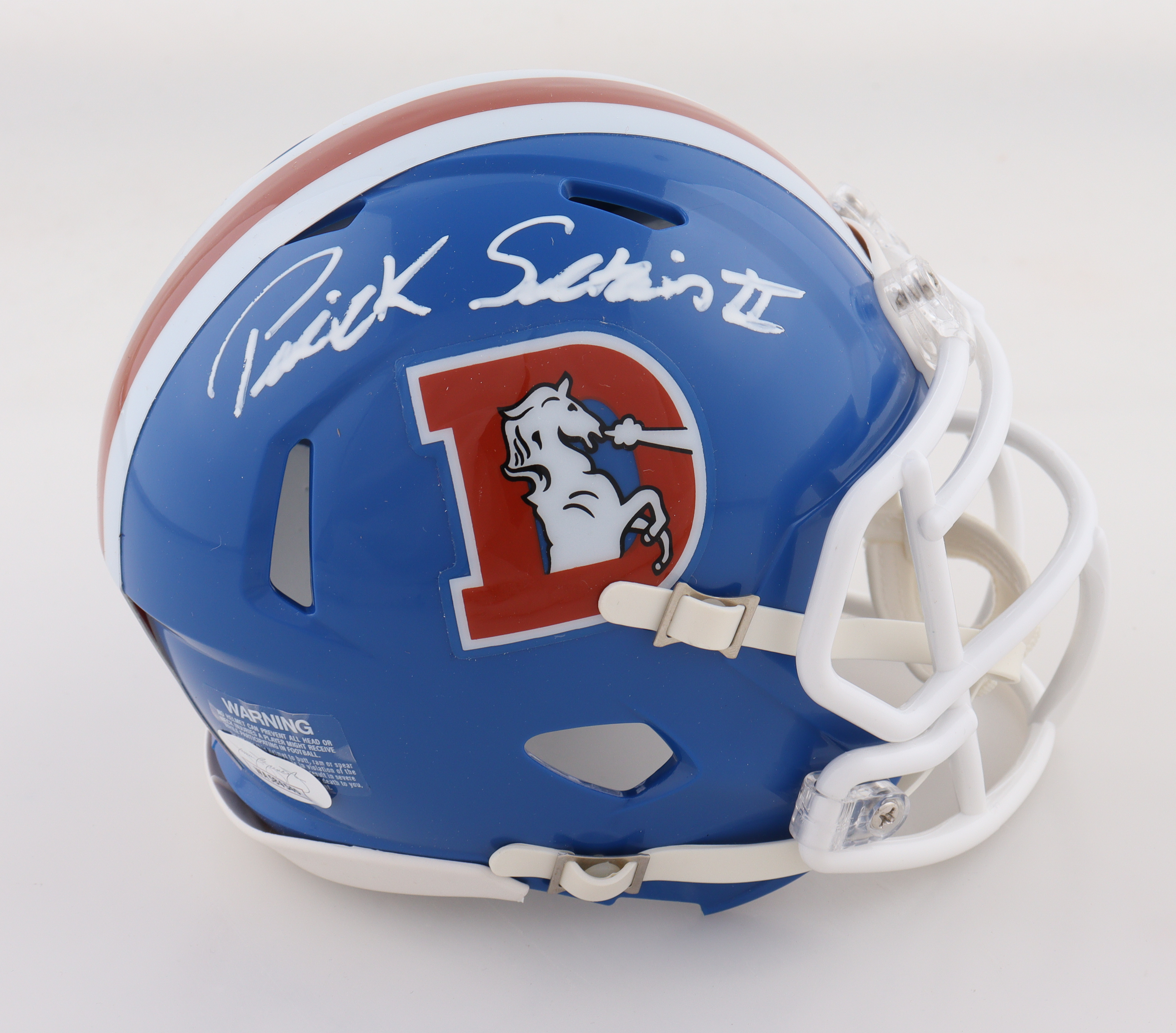 Patrick Surtain II Signed Broncos Throwback Alternate Speed Mini Helmet (JSA) at PristineAuction.com Patrick Surtain II Signed Broncos Throwback Alternate Speed Mini Helmet (JSA) at PristineAuction.com