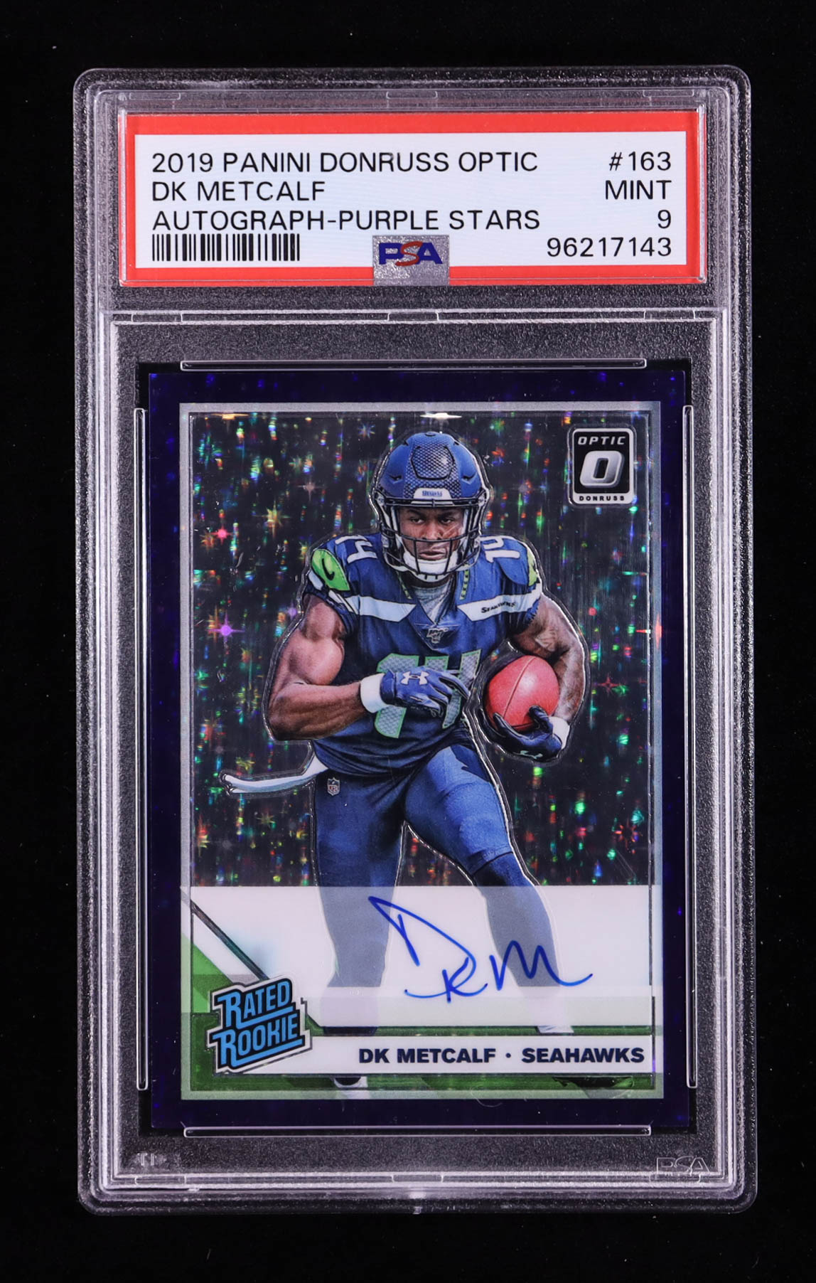 D.K. Metcalf 2019 Donruss Optic Rated Rookies Autographs Purple Stars #163 #38/50 RR RC (PSA 10) at PristineAuction.com D.K. Metcalf 2019 Donruss Optic Rated Rookies Autographs Purple Stars #163 #38/50 RR RC (PSA 10) at PristineAuction.com