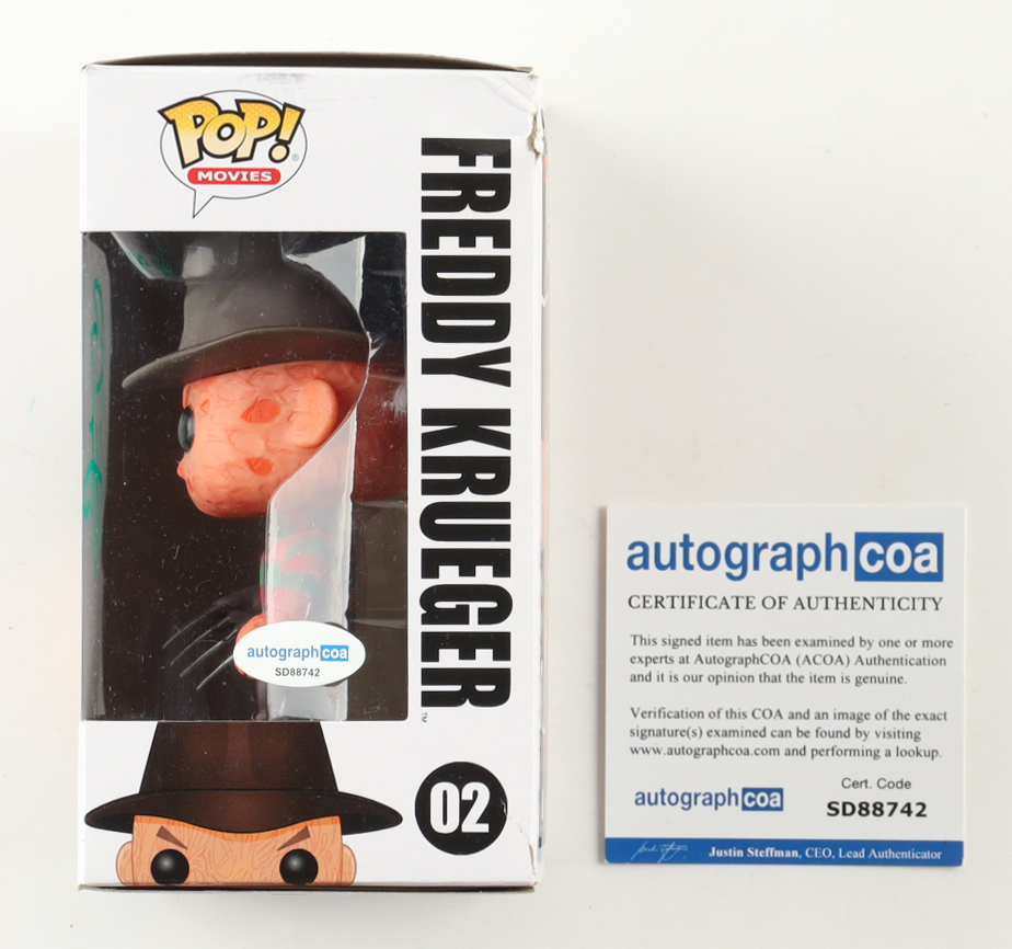 Robert Englund Signed "A Nightmare on Elm Street" #02 Freddy Krueger Funko Pop! Vinyl Figure (ACOA) at PristineAuction.com Robert Englund Signed "A Nightmare on Elm Street" #02 Freddy Krueger Funko Pop! Vinyl Figure (ACOA) at PristineAuction.com
