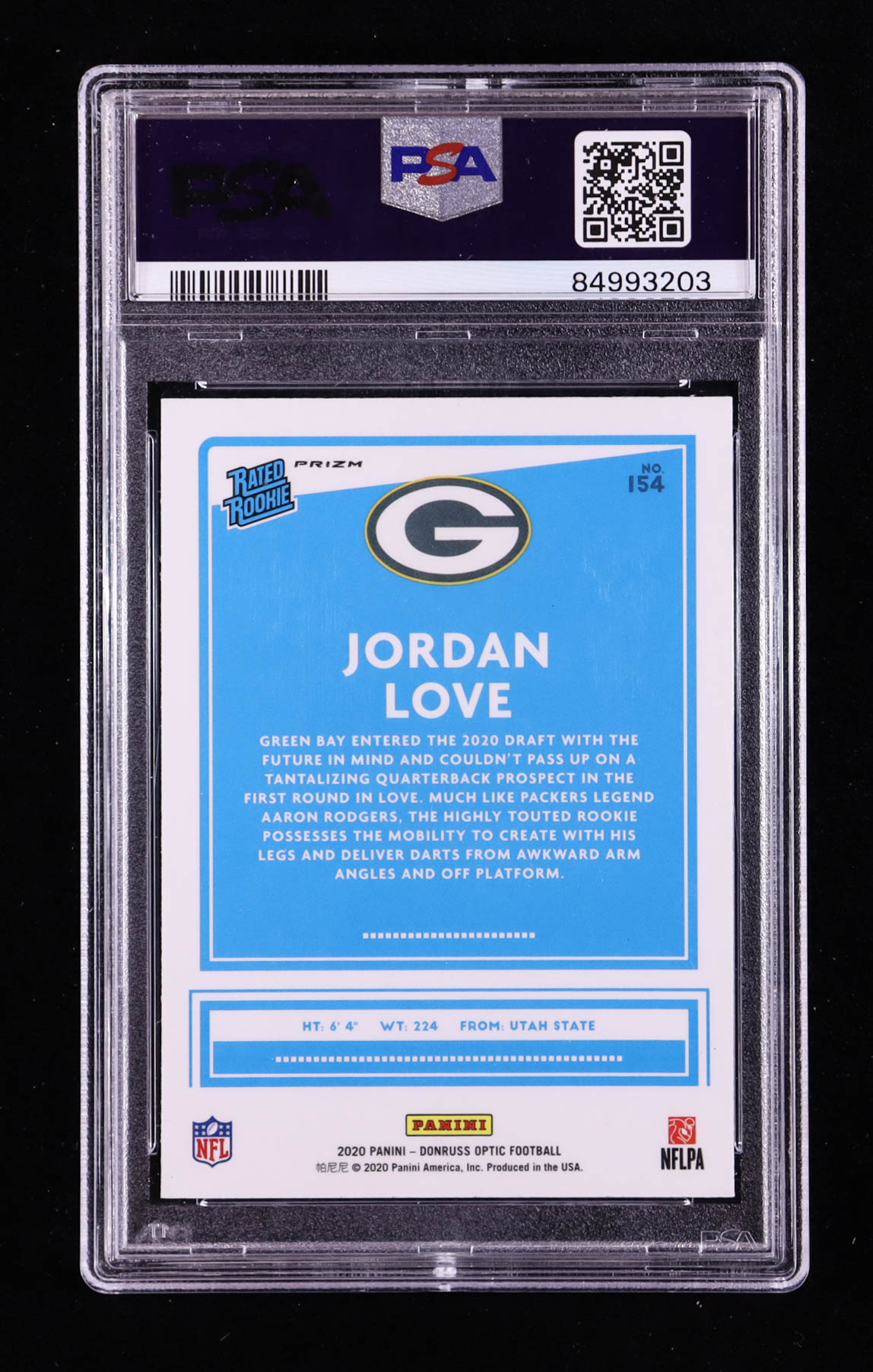 Jordan Love 2020 Donruss Optic Holo #154 RR RC (PSA 10) at PristineAuction.com Jordan Love 2020 Donruss Optic Holo #154 RR RC (PSA 10) at PristineAuction.com
