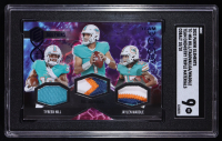 Jaylen Waddle / Tyreek Hill / Tua Tagovailoa 2022 Panini Elements Team Chemistry Jerseys Cobalt #2 #10/10 (SGC 9) at PristineAuction.com