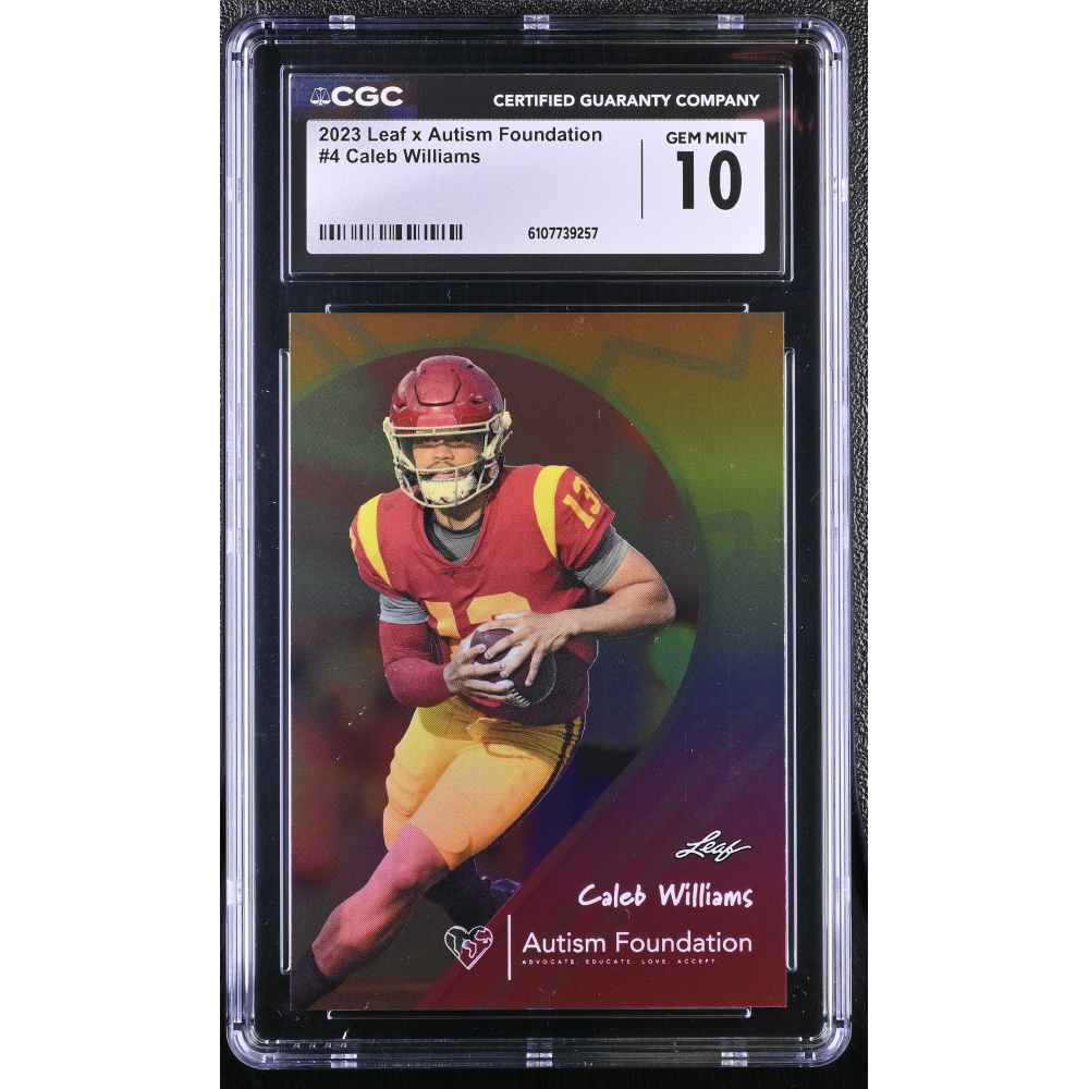 Caleb Williams 2023 Leaf x Autism Foundation #4 RC #132/1000 (CGC 10) at PristineAuction.com