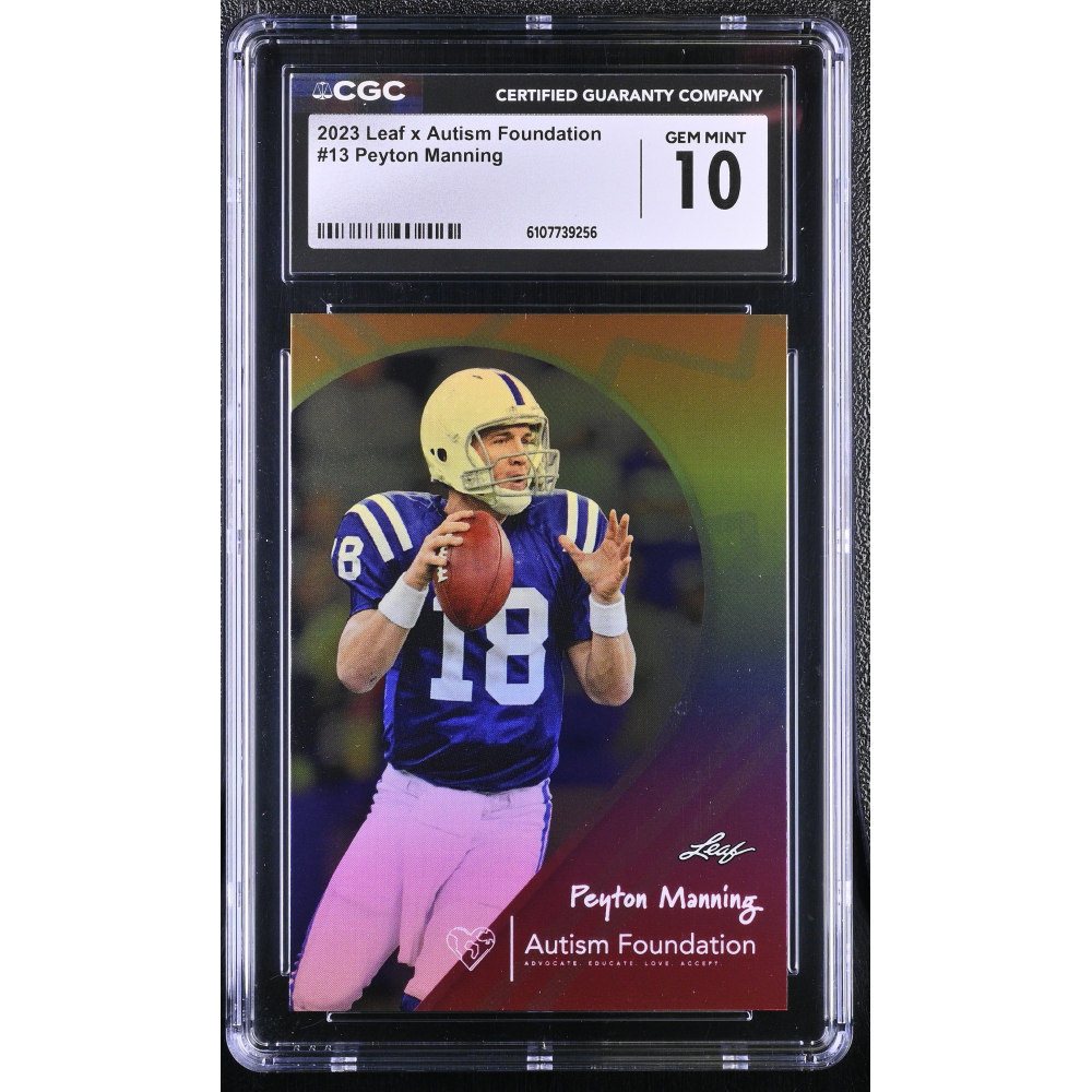 Peyton Manning 2023 Leaf x Autism Foundation #13 #145/1000 (CGC 10) at PristineAuction.com