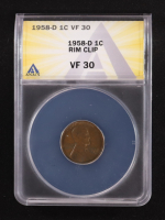1958-D Lincoln Wheat 1C Cent, Mint Error: Rim Clip (ANACS VF30) at PristineAuction.com