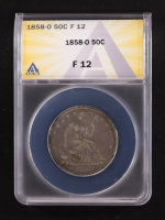 1858-O Seated Liberty Silver 50C Half Dollar (ANACS F12) at PristineAuction.com