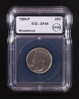1985-P Washington 25C Quarter, Mint Error: Broadstruck (ICG EF45) at PristineAuction.com