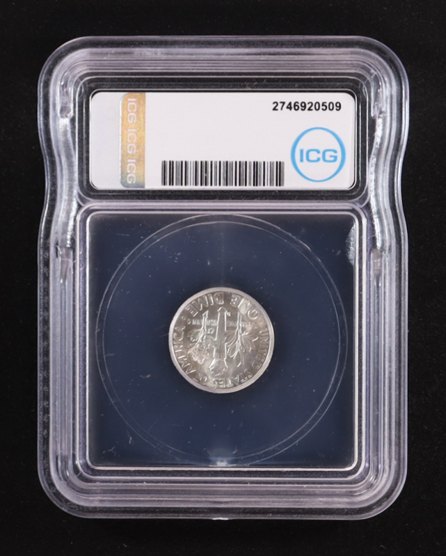 1949-D Roosevelt Silver 10C Dime, Full Bands (IGC MS66 FB) at PristineAuction.com 1949-D Roosevelt Silver 10C Dime, Full Bands (IGC MS66 FB) at PristineAuction.com