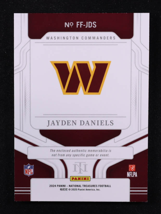 Jayden Daniels 2024 Panini National Treasures Framed Fabric #54 #38/49 RC at PristineAuction.com Jayden Daniels 2024 Panini National Treasures Framed Fabric #54 #38/49 RC at PristineAuction.com