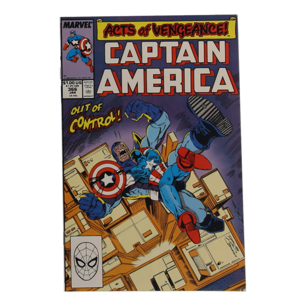 1990 "Captain America" Issue #366 Marvel Comic Book at PristineAuction.com