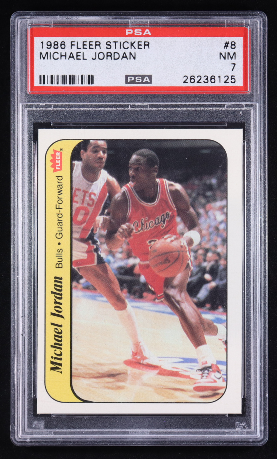Michael Jordan 1986-87 Fleer Stickers #8 RC (PSA 7) at PristineAuction.com Michael Jordan 1986-87 Fleer Stickers #8 RC (PSA 7) at PristineAuction.com