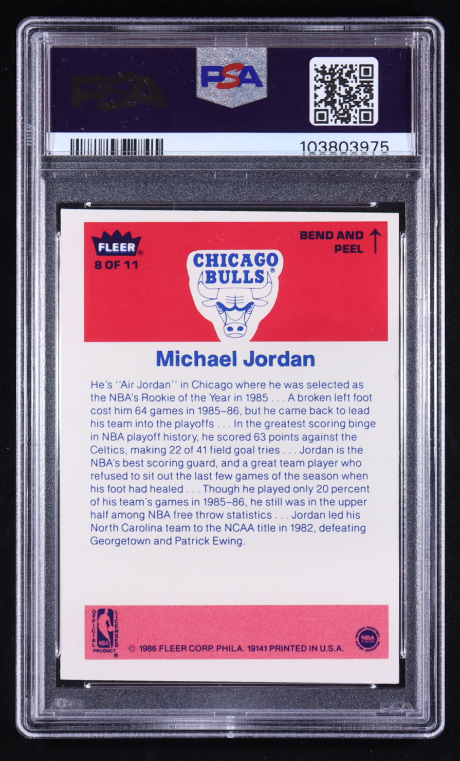 Michael Jordan 1986-87 Fleer Stickers #8 RC (PSA 7) at PristineAuction.com Michael Jordan 1986-87 Fleer Stickers #8 RC (PSA 7) at PristineAuction.com