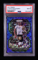 Giannis Antetokounmpo 2021-22 Panini Prizm Prizms Choice Blue #1 #32/39 (PSA 8) at PristineAuction.com