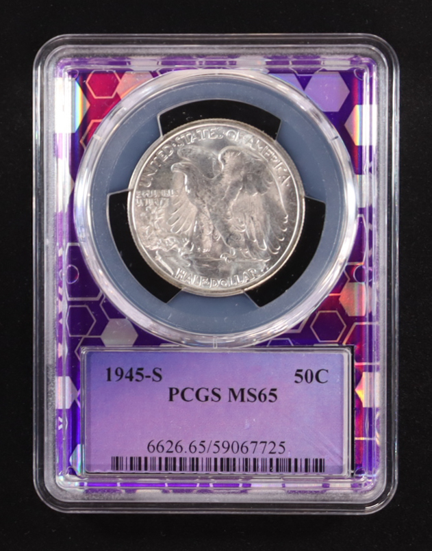 1945-S Walking Liberty Silver 50C Half Dollar (PCGS MS65) at PristineAuction.com 1945-S Walking Liberty Silver 50C Half Dollar (PCGS MS65) at PristineAuction.com