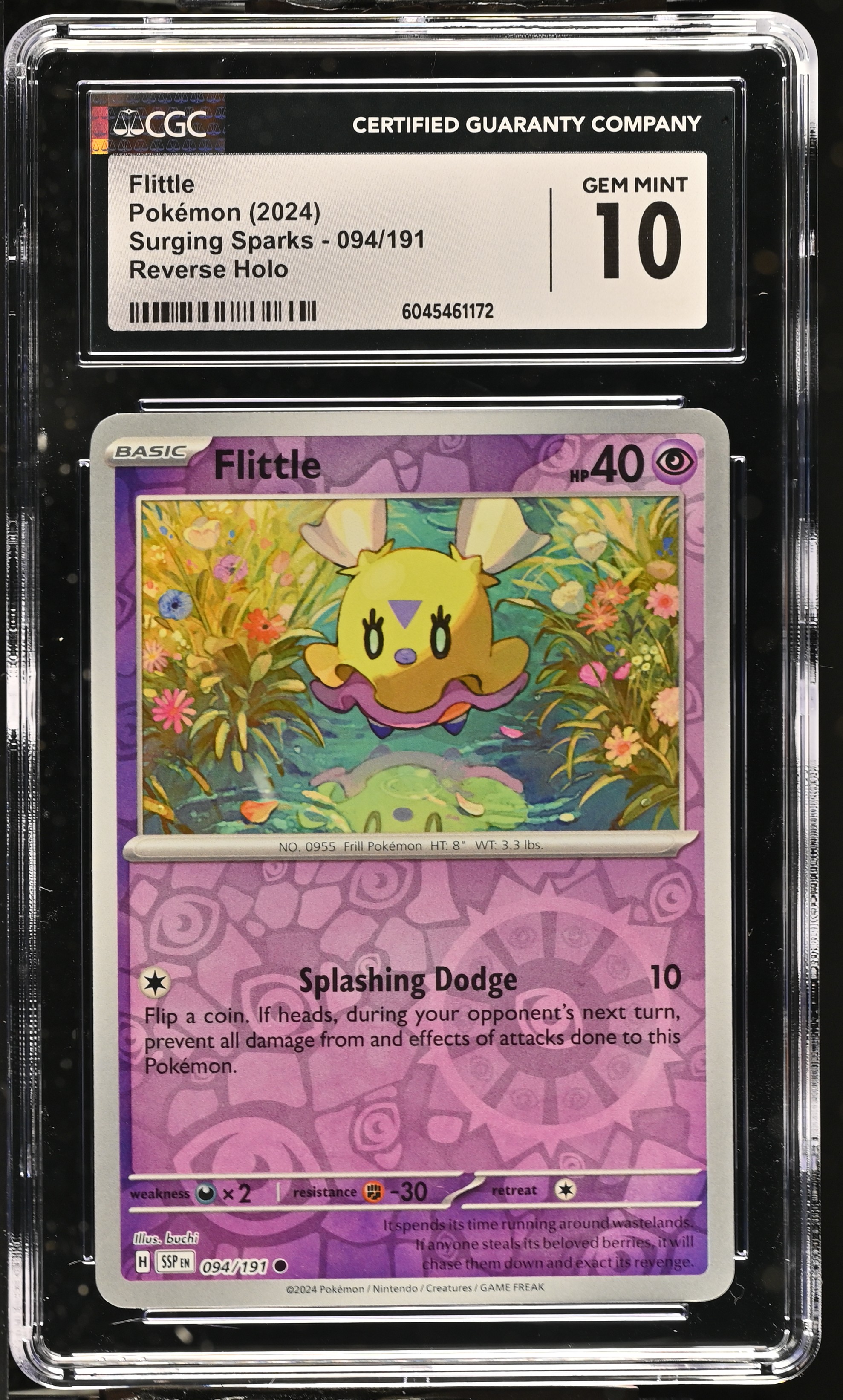 Flittle 2024 Pokemon Surging Sparks #094/191 (CGC 10) at PristineAuction.com Flittle 2024 Pokemon Surging Sparks #094/191 (CGC 10) at PristineAuction.com