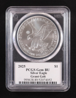 2025 American Silver Eagle - Grant Gelt "Bertram" Autograph Label (PCGS GEM BU) at PristineAuction.com