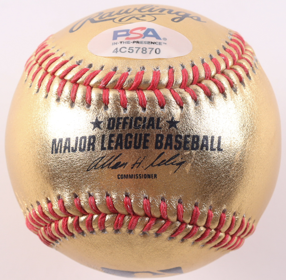 Nolan Ryan Signed Gold Leather OML Baseball with Display Case (PSA) at PristineAuction.com Nolan Ryan Signed Gold Leather OML Baseball with Display Case (PSA) at PristineAuction.com