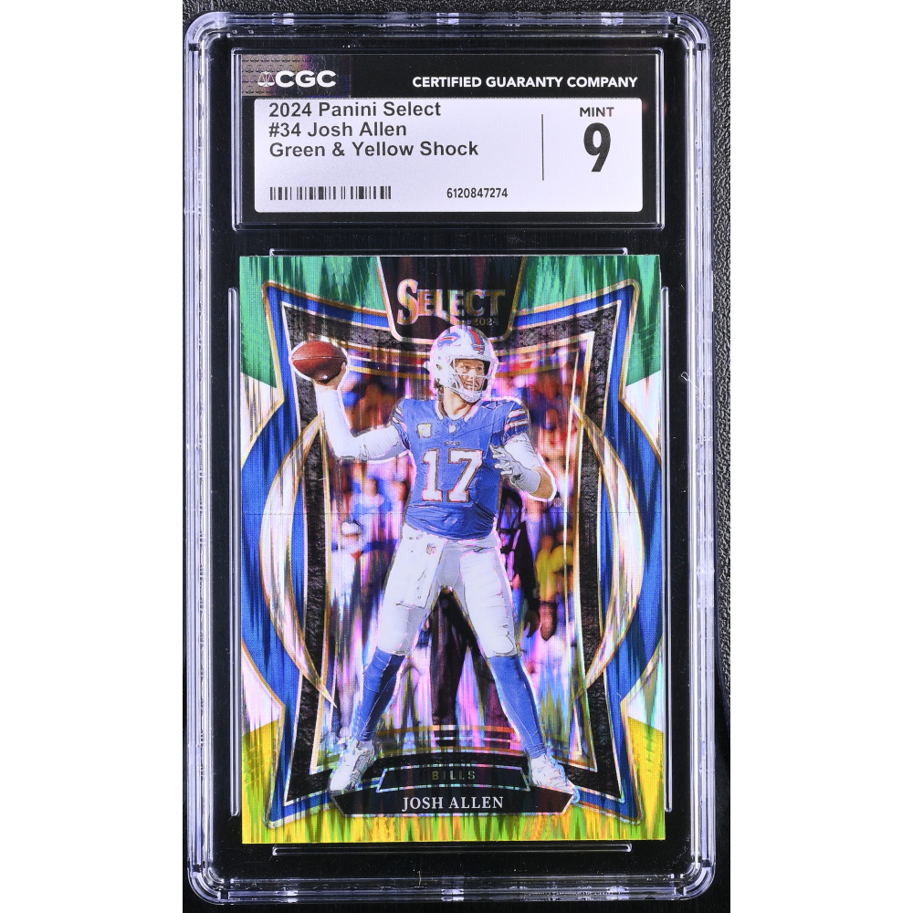 Josh Allen 2024 Panini Select Green & Yellow Shock #34 (CGC 9) at PristineAuction.com