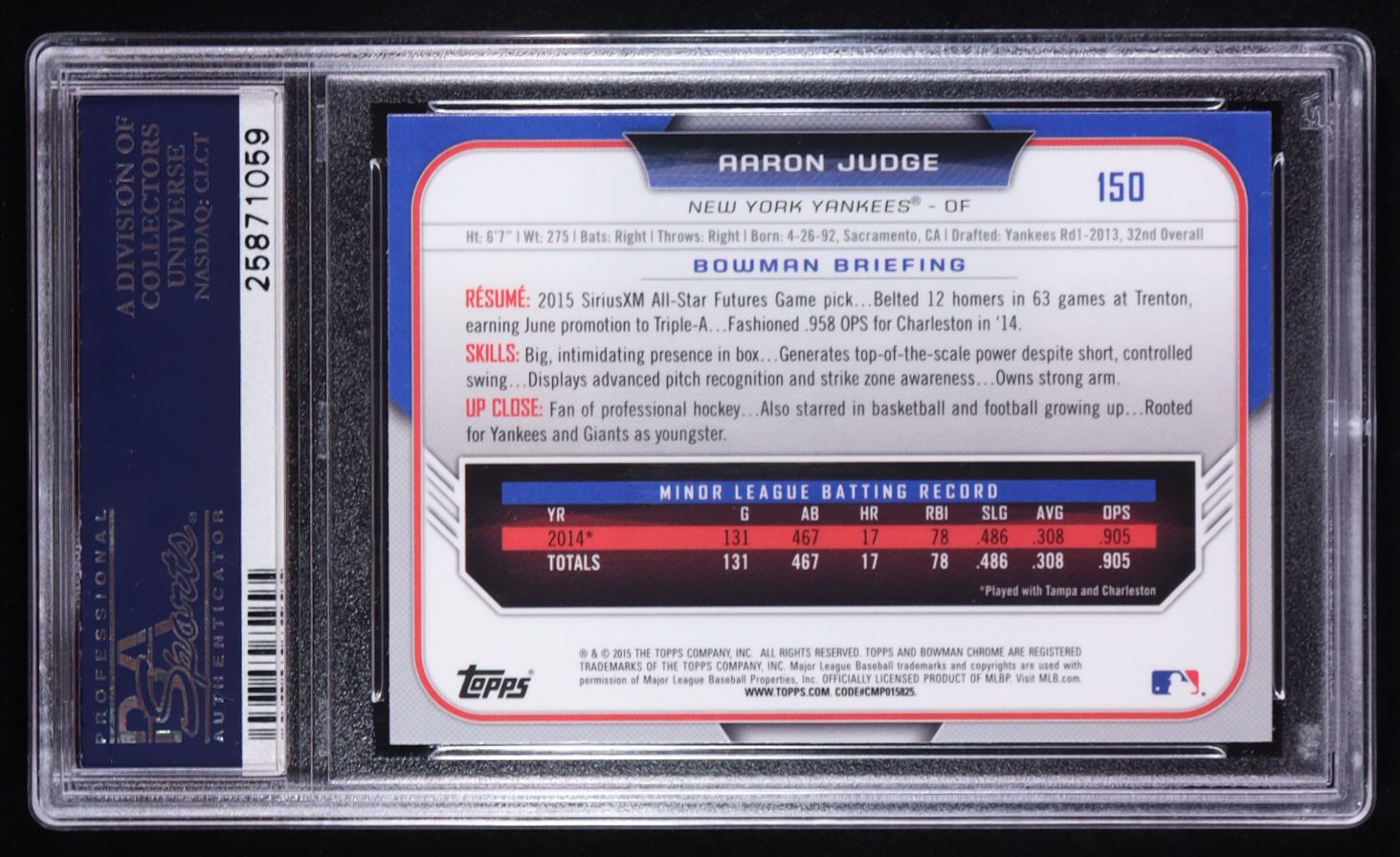 Aaron Judge 2015 Bowman Chrome Draft Refractors #150 RC (PSA 10) at PristineAuction.com Aaron Judge 2015 Bowman Chrome Draft Refractors #150 RC (PSA 10) at PristineAuction.com