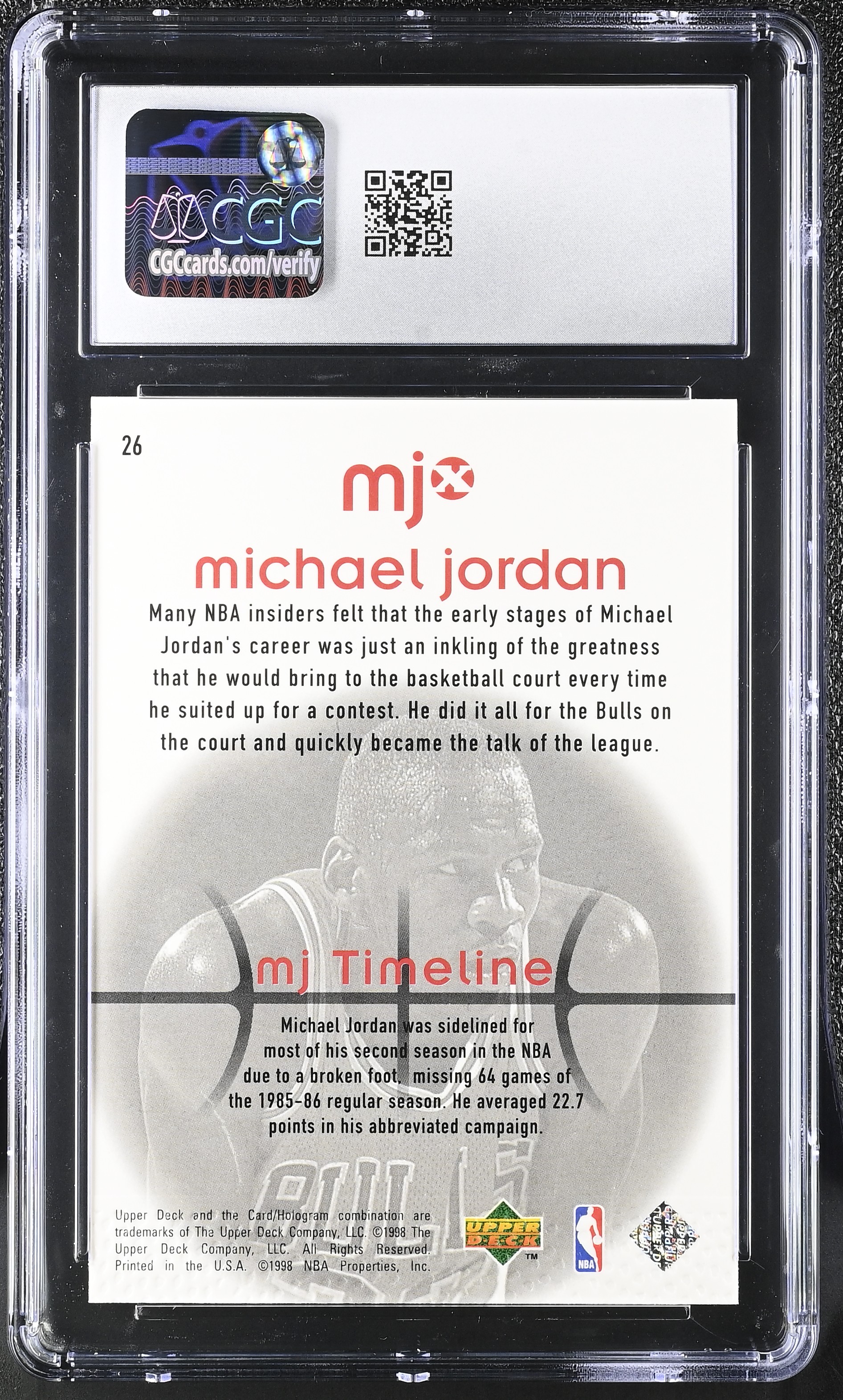 Michael Jordan 1998 Upper Deck MJx #26 (CGC 9.5) at PristineAuction.com Michael Jordan 1998 Upper Deck MJx #26 (CGC 9.5) at PristineAuction.com
