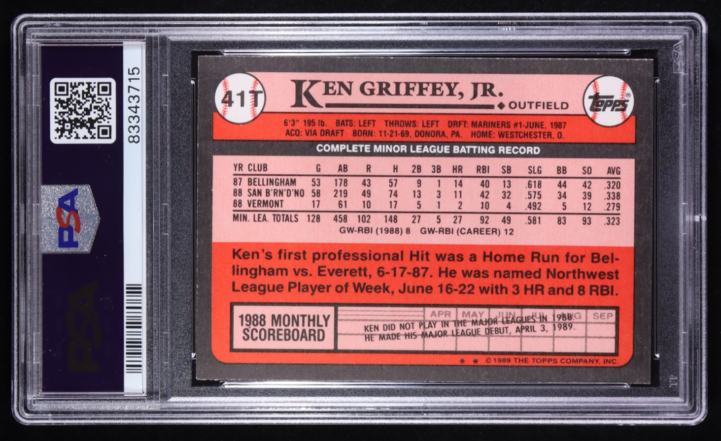 Ken Griffey Jr. 1989 Topps Traded #41T RC (PSA 10) at PristineAuction.com Ken Griffey Jr. 1989 Topps Traded #41T RC (PSA 10) at PristineAuction.com