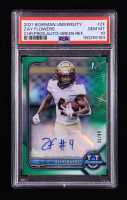 Zay Flowers 2022 Bowman University Chrome Autographs Green Refractors #BCPAZF #31/99 RC (PSA 10) at PristineAuction.com