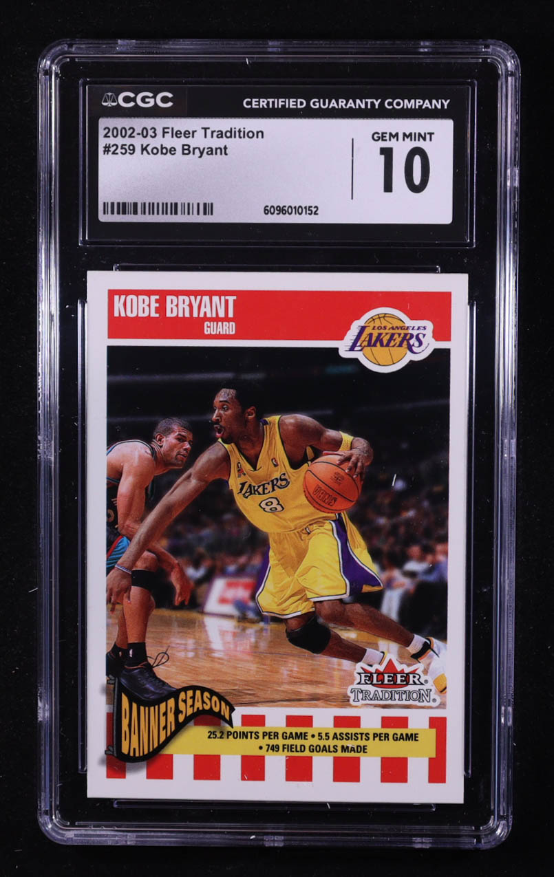 Kobe Bryant 2002-03 Fleer Tradition #259 (CGC 10) at PristineAuction.com Kobe Bryant 2002-03 Fleer Tradition #259 (CGC 10) at PristineAuction.com