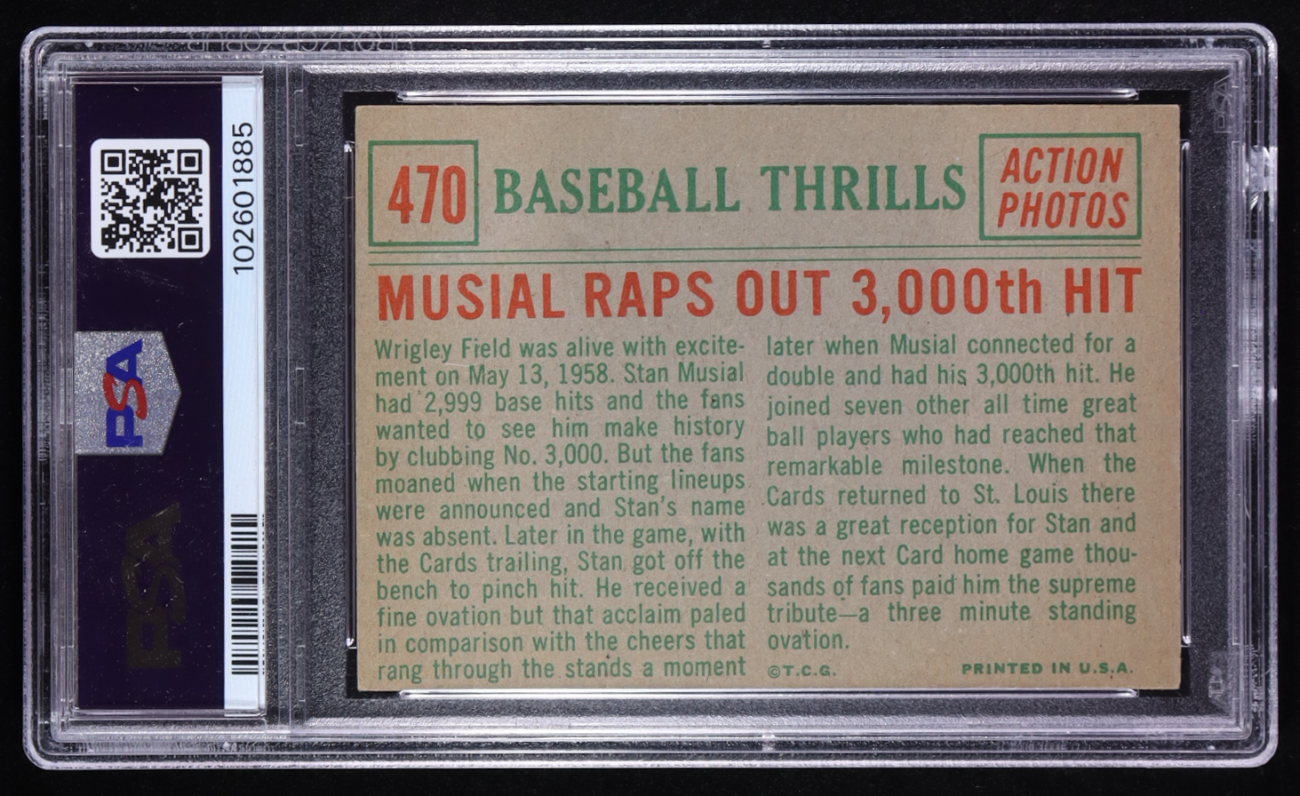 Stan Musial 1959 Topps #470 BT / 3000 Hits (PSA 4.5) at PristineAuction.com Stan Musial 1959 Topps #470 BT / 3000 Hits (PSA 4.5) at PristineAuction.com