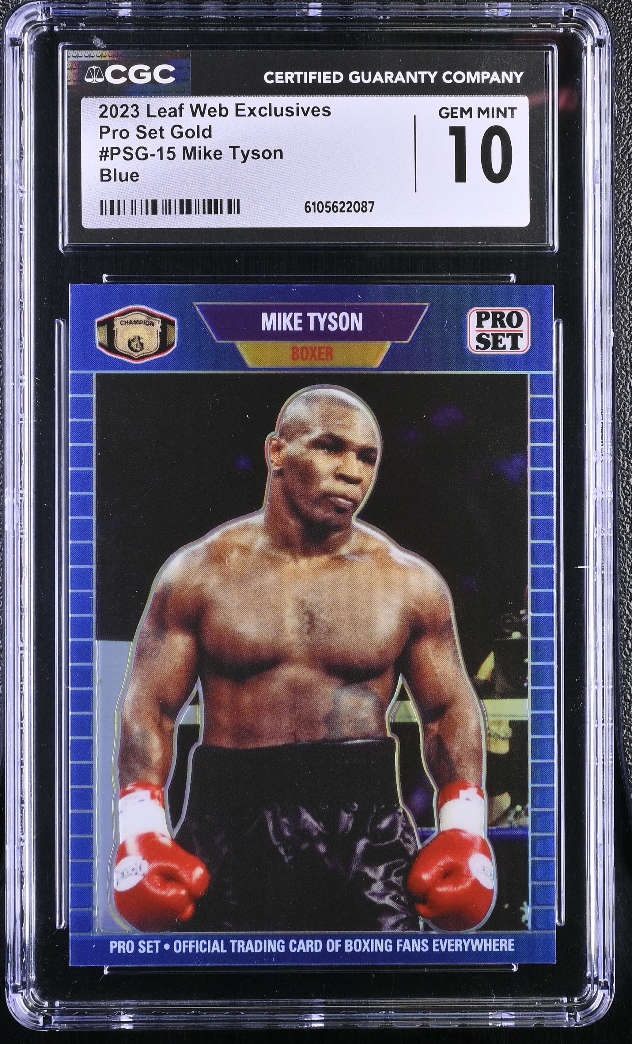 Mike Tyson 2023 Leaf Web Exclusives Pro Set Blue #PSG15 #18/25 (CGC 10) at PristineAuction.com Mike Tyson 2023 Leaf Web Exclusives Pro Set Blue #PSG15 #18/25 (CGC 10) at PristineAuction.com