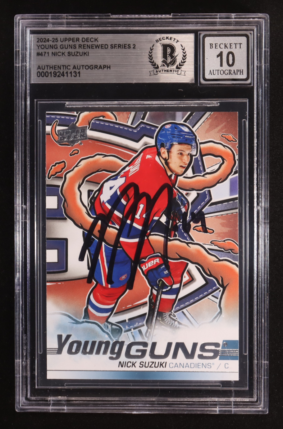 Nick Suzuki Signed 2024-25 Upper Deck Young Guns Renewed Series 2 #471 (BGS | Autograph Graded BGS 10) at PristineAuction.com Nick Suzuki Signed 2024-25 Upper Deck Young Guns Renewed Series 2 #471 (BGS | Autograph Graded BGS 10) at PristineAuction.com