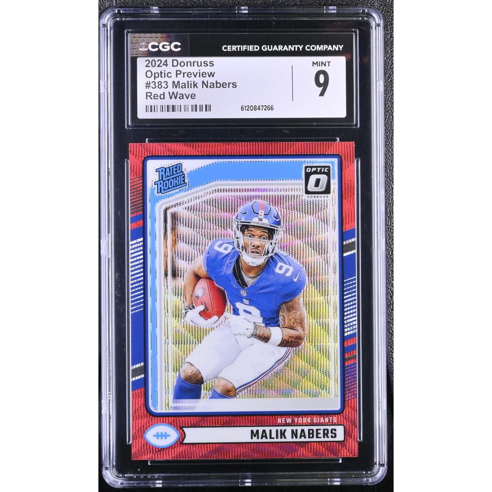 Malik Nabers 2024 Donruss Optic Rated Rookies Preview Red Wave #383 RC (CGC 9) at PristineAuction.com