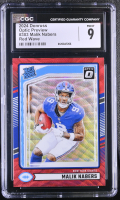 Malik Nabers 2024 Donruss Optic Rated Rookies Preview Red Wave #383 RC (CGC 9) at PristineAuction.com