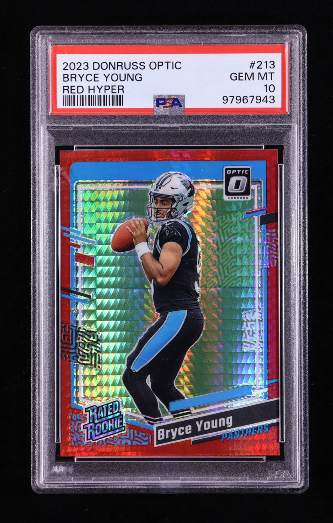 Bryce Young 2023 Donruss Optic Red Hyper #213 RR RC (PSA 10) at PristineAuction.com Bryce Young 2023 Donruss Optic Red Hyper #213 RR RC (PSA 10) at PristineAuction.com