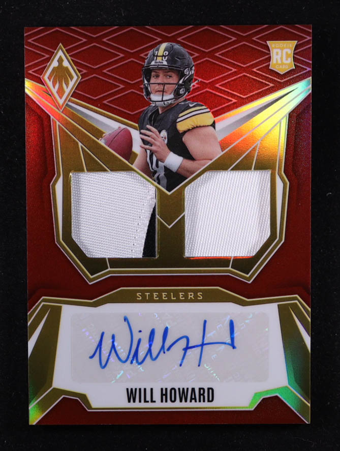 Will Howard 2025 Panini Phoenix Dual Rookie Patch Autographs Red #2 #77/99 RC at PristineAuction.com Will Howard 2025 Panini Phoenix Dual Rookie Patch Autographs Red #2 #77/99 RC at PristineAuction.com