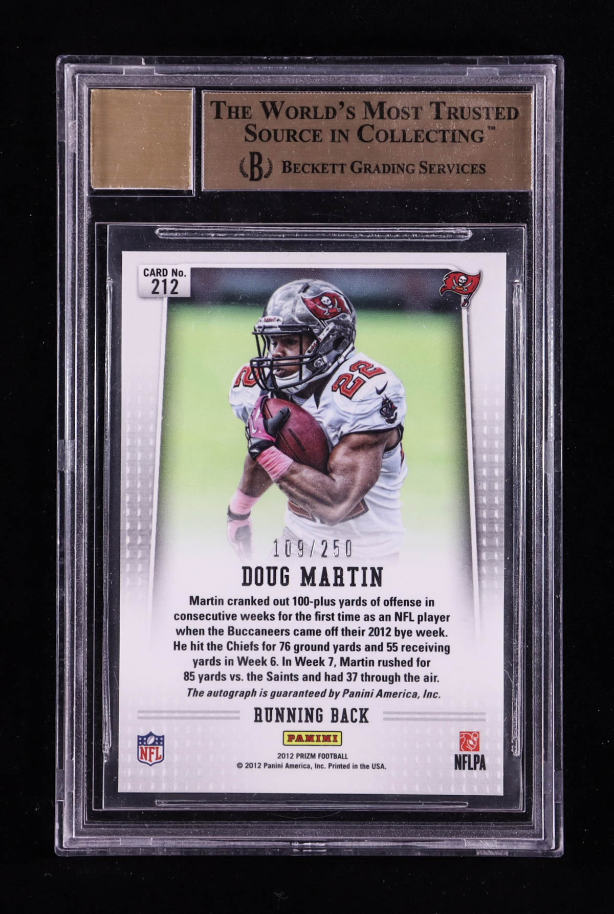 Doug Martin 2012 Panini Prizm Autographs #212 #109/250 RC (BGS 9.5 | Autograph Graded 9) at PristineAuction.com Doug Martin 2012 Panini Prizm Autographs #212 #109/250 RC (BGS 9.5 | Autograph Graded 9) at PristineAuction.com