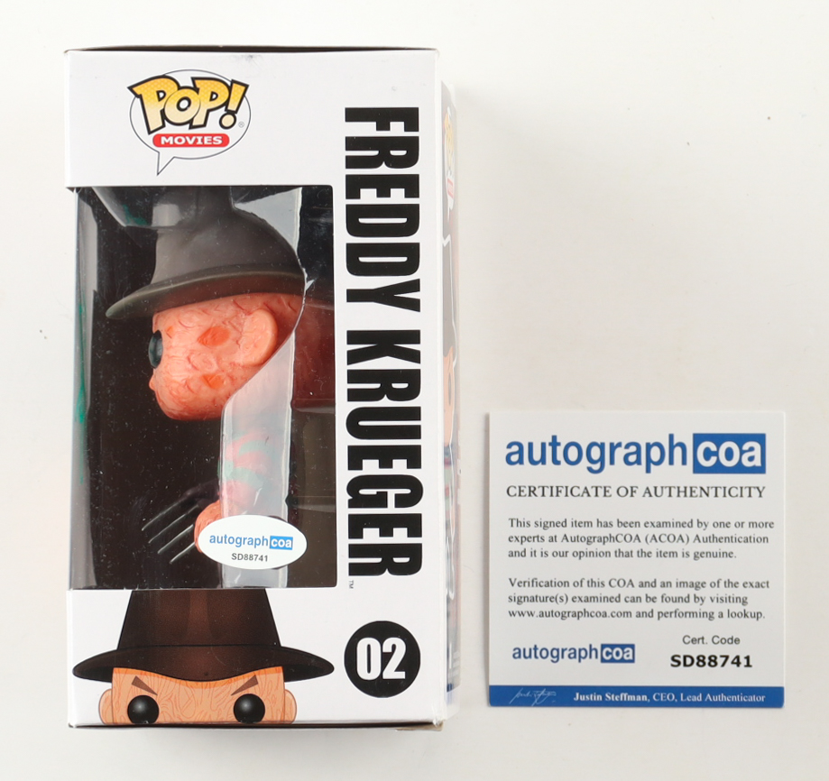 Robert Englund Signed "A Nightmare on Elm Street" #02 Freddy Krueger Funko Pop! Vinyl Figure (ACOA) at PristineAuction.com Robert Englund Signed "A Nightmare on Elm Street" #02 Freddy Krueger Funko Pop! Vinyl Figure (ACOA) at PristineAuction.com