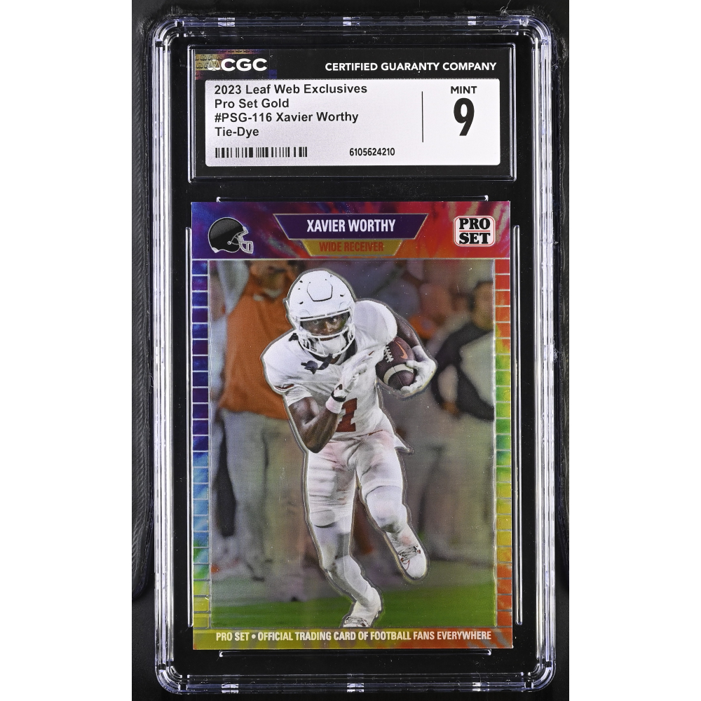 Xavier Worthy 2023 Leaf Web Exclusives Pro Set Rainbow #PSG116 RC #3/5 (CGC 9) at PristineAuction.com