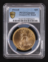 1914-D US Gold $20 Saint-Gaudens Double Eagle (PCGS Genuine) at PristineAuction.com