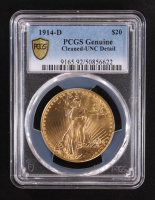 1914-D US Gold $20 Saint-Gaudens Double Eagle (PCGS Genuine) at PristineAuction.com