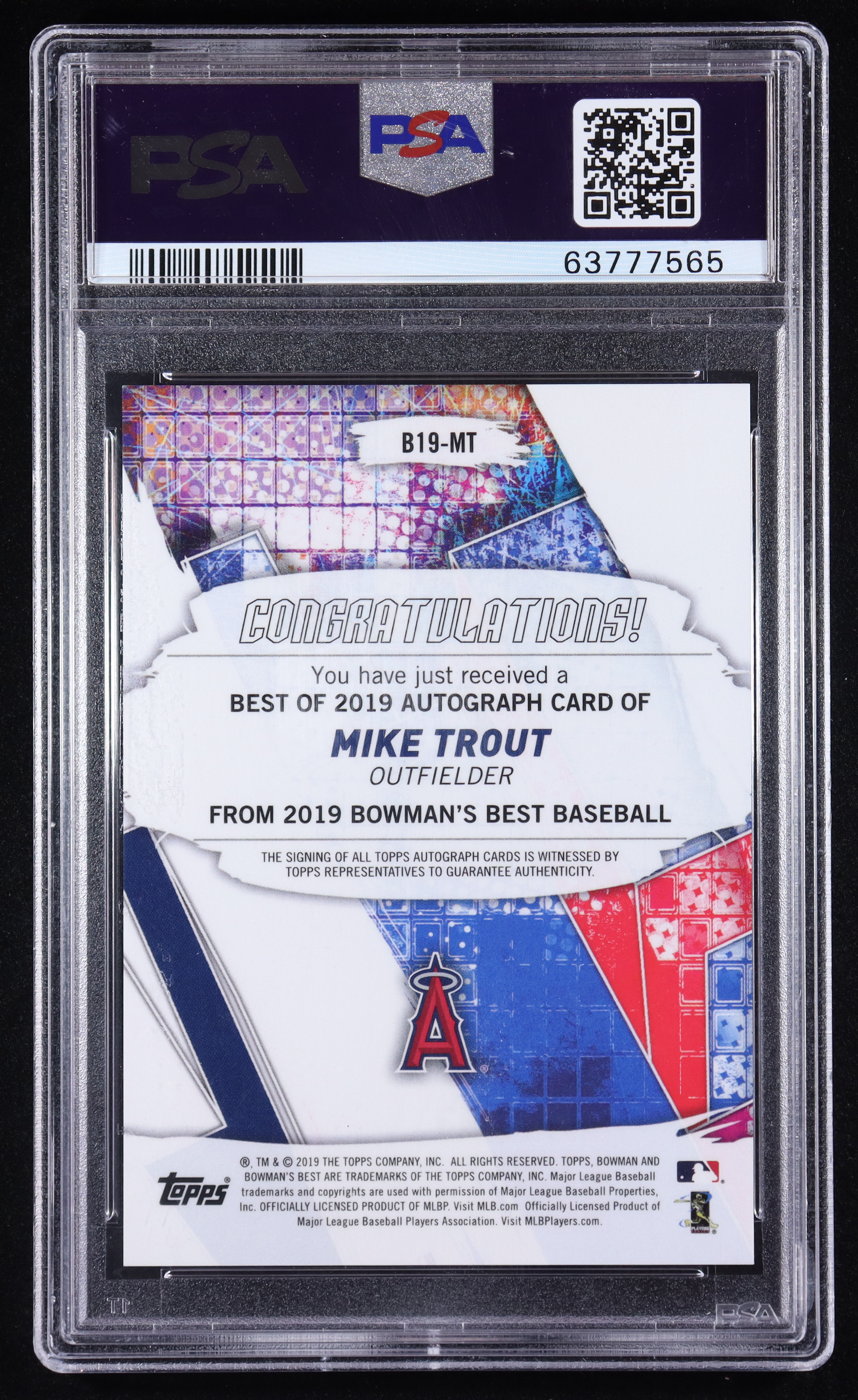 Mike Trout 2019 Bowman's Best Best of '19 Autographs Gold Refractors #B19MT #33/50 (PSA 10) at PristineAuction.com Mike Trout 2019 Bowman's Best Best of '19 Autographs Gold Refractors #B19MT #33/50 (PSA 10) at PristineAuction.com