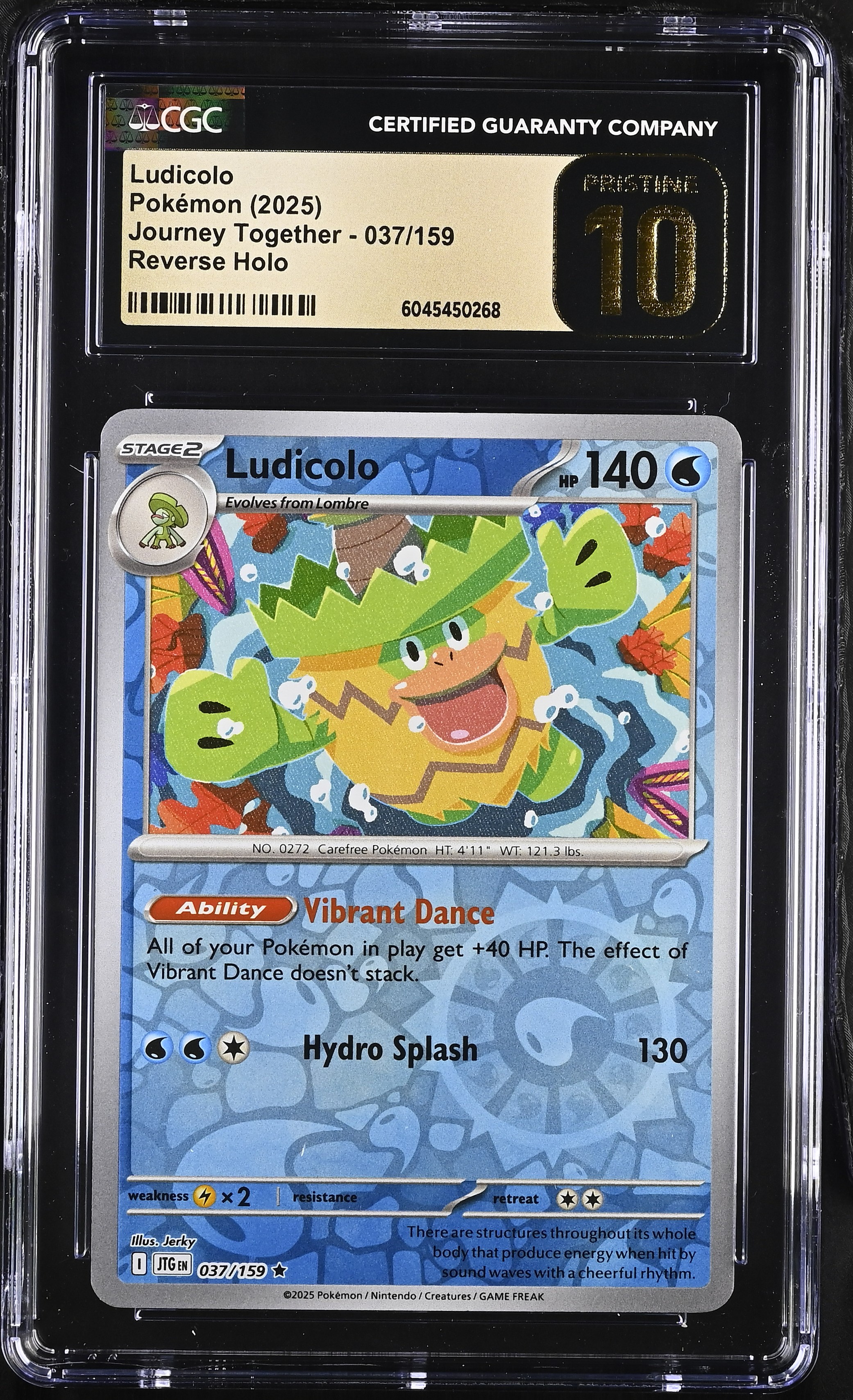 Ludicolo 2025 Pokemon Journey Together #037/159 (CGC PRISTINE 10 | Black Label) at PristineAuction.com Ludicolo 2025 Pokemon Journey Together #037/159 (CGC PRISTINE 10 | Black Label) at PristineAuction.com