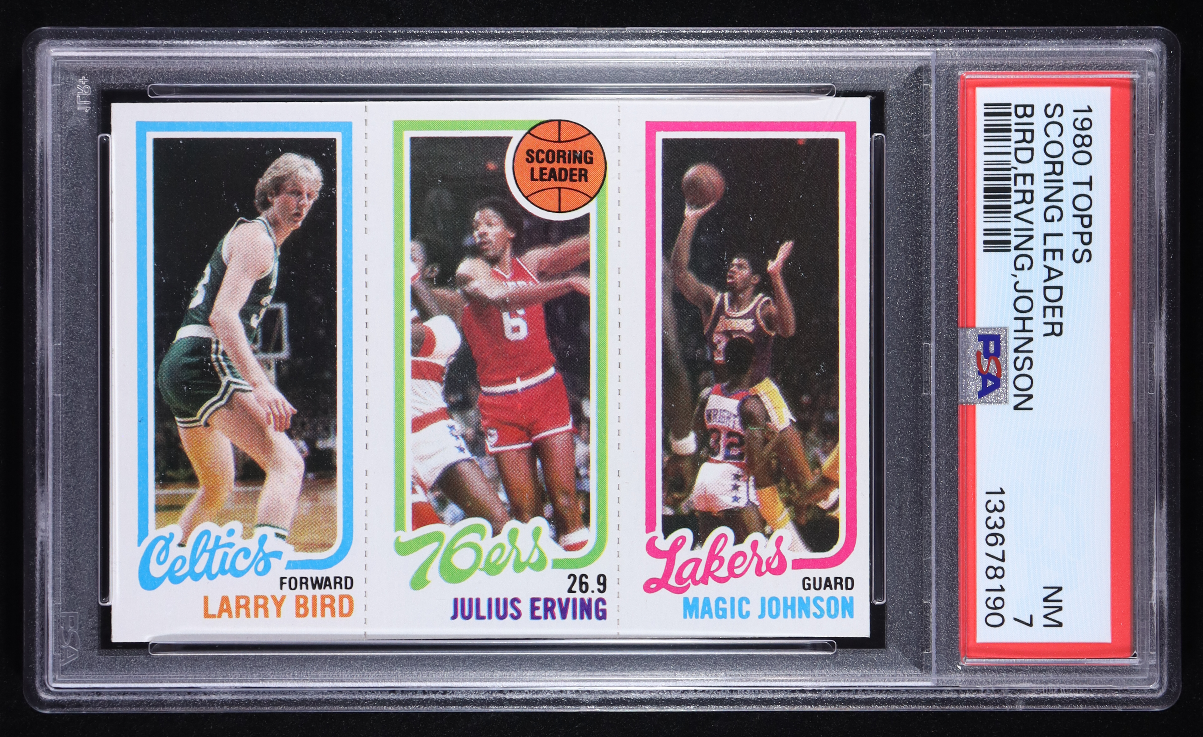 Larry Bird RC / Julius Erving TL / Magic Johnson RC 1980-81 Topps #6 (PSA 7) at PristineAuction.com Larry Bird RC / Julius Erving TL / Magic Johnson RC 1980-81 Topps #6 (PSA 7) at PristineAuction.com