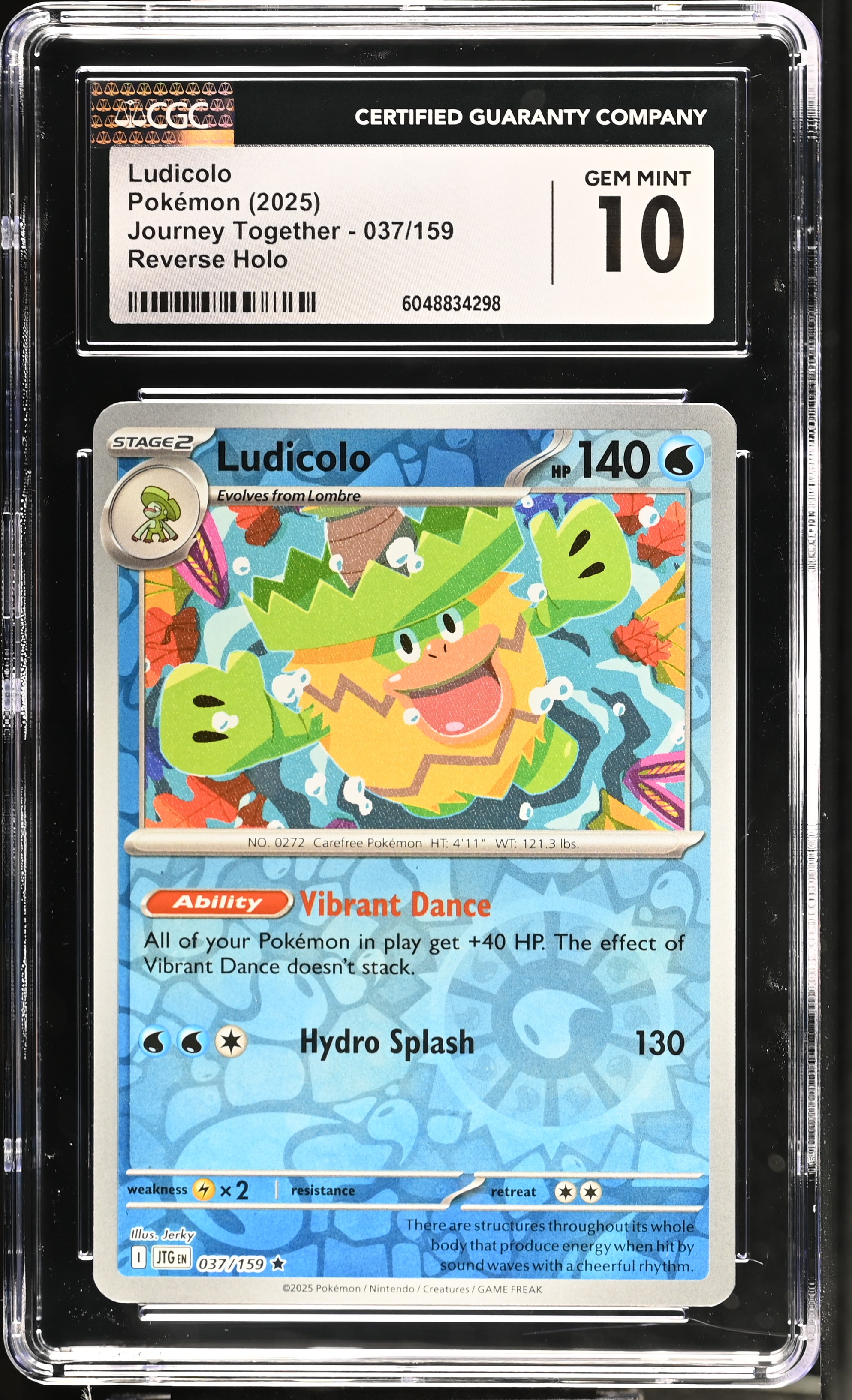 Ludicolo 2025 Pokemon Journey Together #037/159 (CGC 10) at PristineAuction.com Ludicolo 2025 Pokemon Journey Together #037/159 (CGC 10) at PristineAuction.com